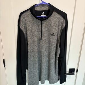 Adidas Heather Gray and Black Half-Zip Top